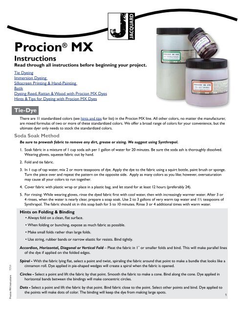 Procion MX Instructions - Jacquard Products